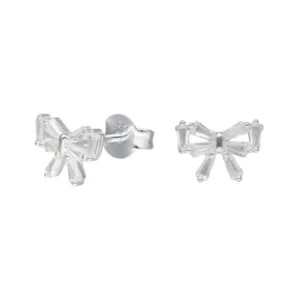 Aros de Plata 925 Lazo Con Circones Baguette