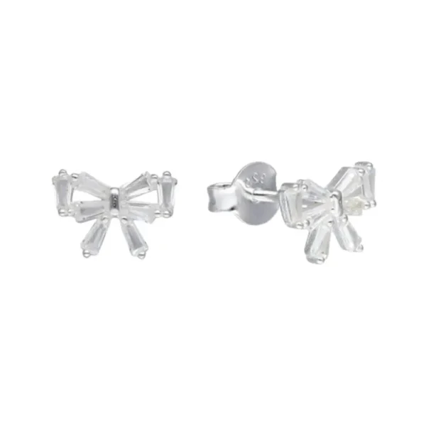 Aros de Plata 925 Lazo Con Circones Baguette Derecha