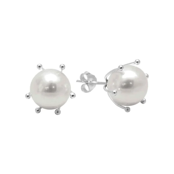 Aros de Plata 925 Perla con Pistilo Aros de Plata 925 Perla con Pistilo
