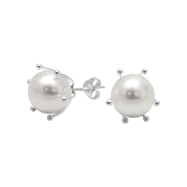 Aros de Plata 925 Perla con Pistilo Derecha Aros de Plata 925 Perla con Pistilo Derecha