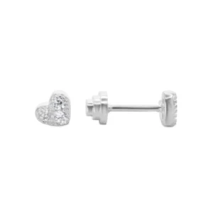 Aros de Plata 925 Piercing de Tope con Diseño Corazón Circones