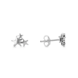 Aros de Plata 925 Trío de Estrellas Lisas