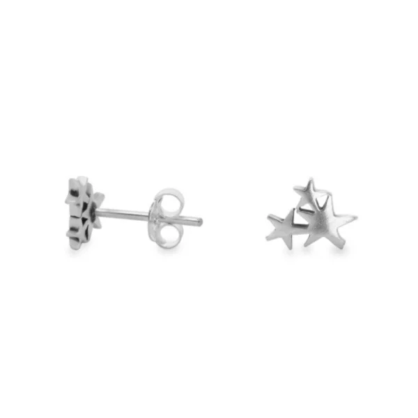 Aros de Plata 925 Trío de Estrellas Lisas Derecha Aros de Plata 925 Trío de Estrellas Lisas Derecha