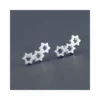 Aros de Plata Diseño 3 Estrellas Negro Aros de Plata Diseño 3 Estrellas Negro