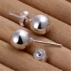 Aros de Plata Esferas Lisas 8 mm Acercamiento