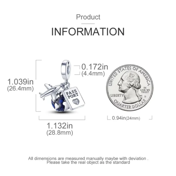 Charm Colgante Viaje Por El Mundo Pasaporte Medidas
