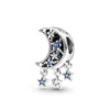 Charm Plateado Luna y Estrellas Colgantes con Circones Derecha Charm Plateado Luna y Estrellas Colgantes con Circones Derecha