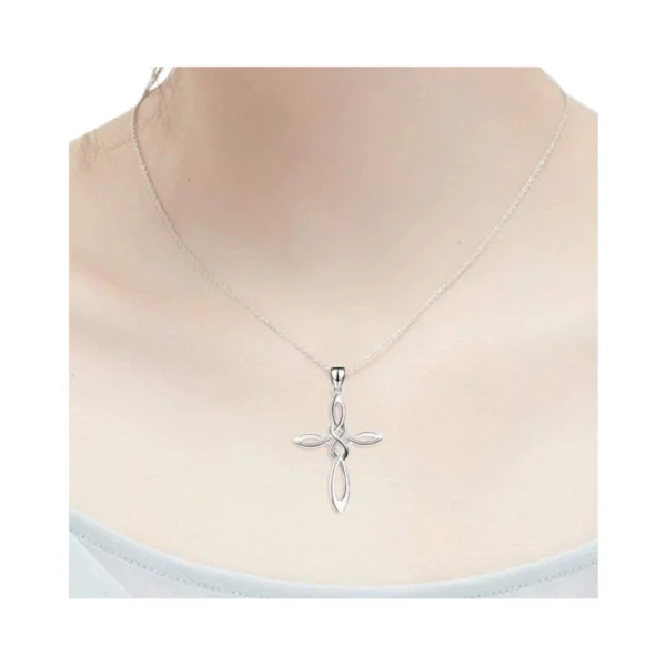 Collar De Plata 925 Con Colgante Cruz Nudo Celta Modelo