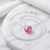 Collar De Plata 925 Corazón Cristal Rosa Marmol Collar De Plata 925 Corazón Cristal Rosa Marmol