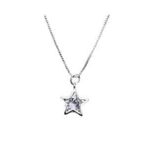 Collar con colgante estrella de cristal plata 925 55 cm