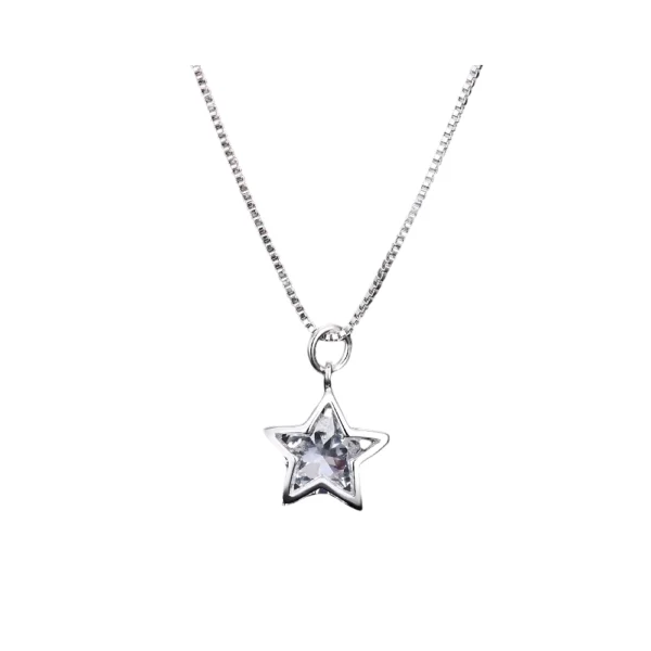 Collar De Plata Con Colgante De Estrella y Cristal