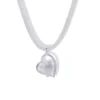 Collar Malla Plateado Con Colgante Corazón Collar Malla Plateado Con Colgante Corazón
