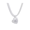 Collar Malla Plateado Con Colgante Corazon 45 cm