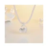 Collar Malla Plateado Con Colgante Corazon 45 cm Fondo