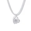 Collar Malla Plateado Con Colgante Corazón derecha Collar Malla Plateado Con Colgante Corazón derecha