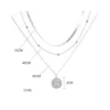 Collar acero plateado tres capas con colgante circular Medidas
