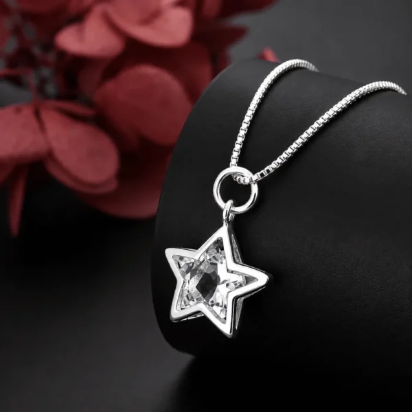 Collar con Colgante Estrella Plata Costado Collar con Colgante Estrella Plata Costado