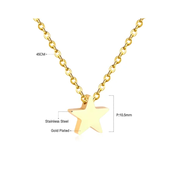 Collar con Colgante de Acero Estrella Dorado Medida Collar con Colgante de Acero Estrella Dorado Medida