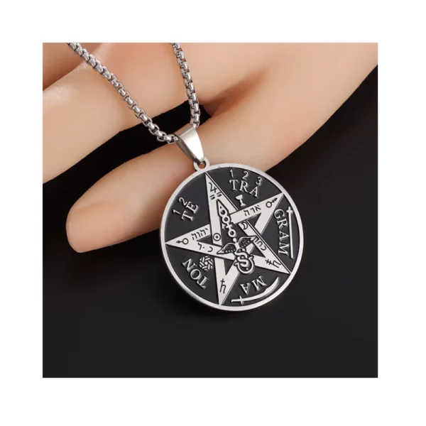 Collar de Acero con Colgante Tetragrammaton 60 cm Mano