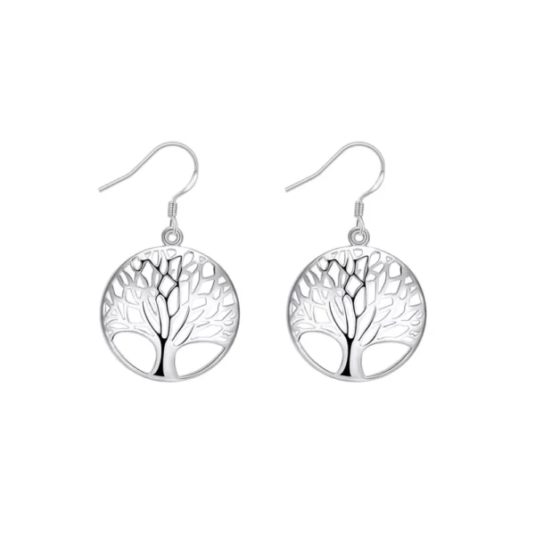 Conjunto De Plata Collar y Aros Árbol De La Vida Aros