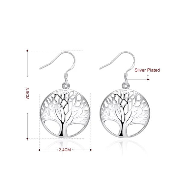 Conjunto De Plata Collar y Aros Árbol De La Vida Aros Medidas