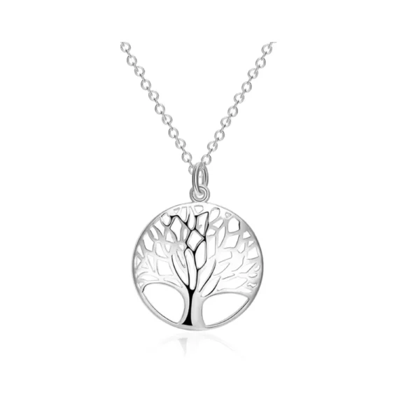 Conjunto De Plata Collar y Aros Árbol De La Vida Colgante
