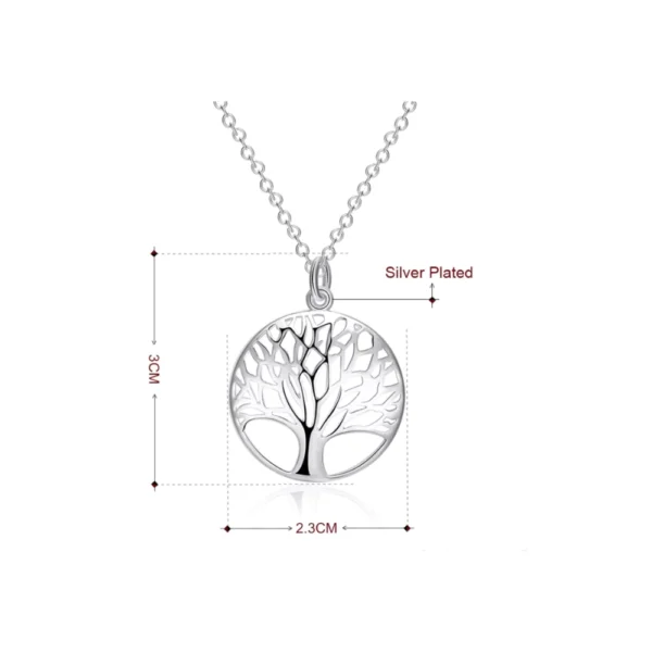 Conjunto De Plata Collar y Aros Árbol De La Vida Colgante medidas