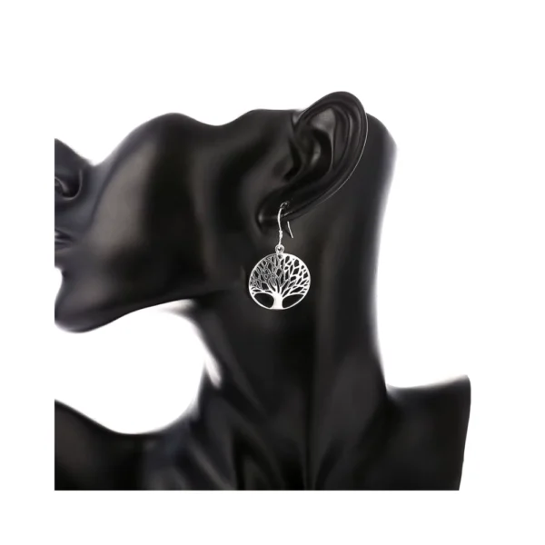 Conjunto De Plata Collar y Aros Árbol De La Vida Modelo Aros