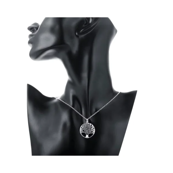 Conjunto De Plata Collar y Aros Árbol De La Vida Modelo Colgante