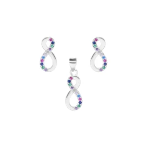 Conjunto de Aros y Colgante De Plata 925 Infinito Con Circones