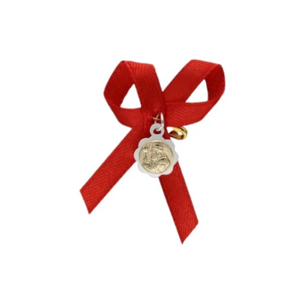 Medalla De Plata 925 San Benito Con Cinta Roja Medalla De Plata 925 San Benito Con Cinta Roja