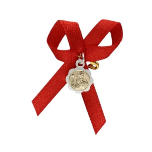 Medalla De Plata 925 San Benito Con Cinta Roja Derecha Medalla De Plata 925 San Benito Con Cinta Roja Derecha