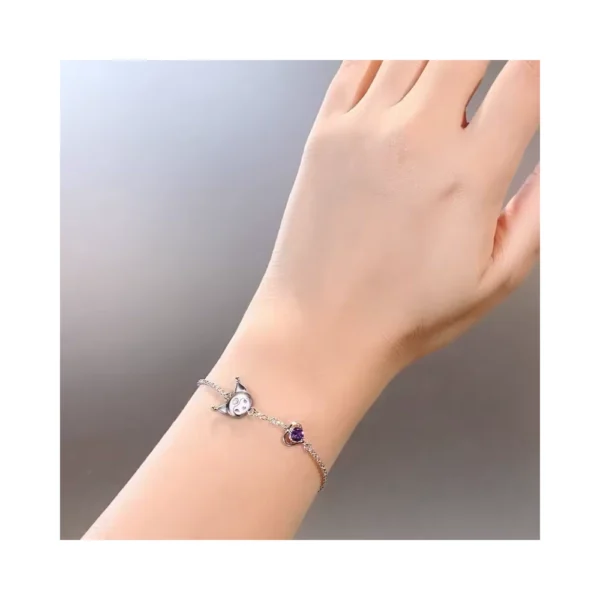 Pulsera De Acero Estilo Kawaii Kuromi Con Circón Mano