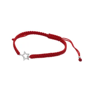 Pulsera De Macramé Roja Con Figura De Plata 925 Estrella