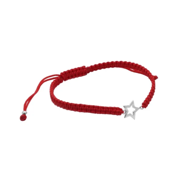 Pulsera De Macramé Roja Con Figura De Plata 925 Estrella Derecha