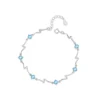 Pulsera Plateada Océano Con Circones Celestes 17cm