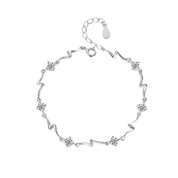 Pulsera Plateada Océano Con Circones Cristal 17cm Pulsera Plateada Océano Con Circones Cristal 17cm