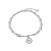 Pulsera Plata Corazón Cuencas Bastones con Perla 17 cm Derecha