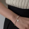 Pulsera Plata Corazón Cuencas Bastones con Perla 17 cm Modelo
