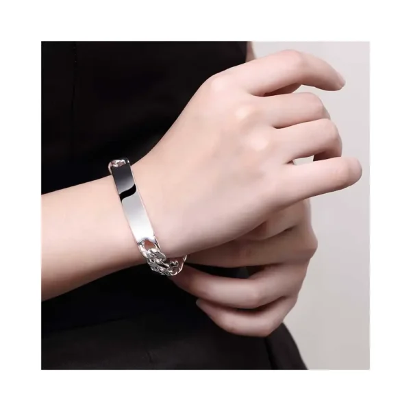 Pulsera Plata Estilo Cubano 21 cm Mano
