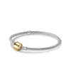 Pulsera Plateada Para Dijes o Charm Con Broche Dorado 21 cm Derecha