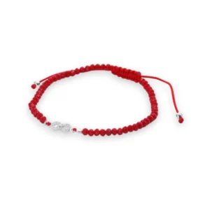 Pulsera de Macramé Rojo con Cristales e Infinito de Plata 925