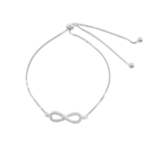 Pulsera de Plata 925 Ajustable Infinito con Microcircones Derecha Pulsera de Plata 925 Ajustable Infinito con Microcircones Derecha