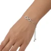 Pulsera de Plata 925 Ajustable Infinito con Microcircones Mano Pulsera de Plata 925 Ajustable Infinito con Microcircones Mano