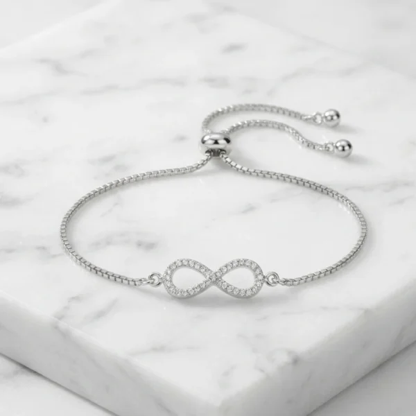 Pulsera de Plata 925 Ajustable Infinito con Microcircones Marmol Pulsera de Plata 925 Ajustable Infinito con Microcircones Marmol