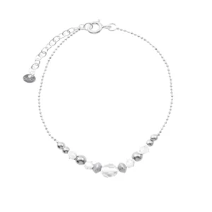 Pulsera de Plata 925 con Bolas Satinadas y Cristales Pulsera de Plata 925 con Bolas Satinadas y Cristales