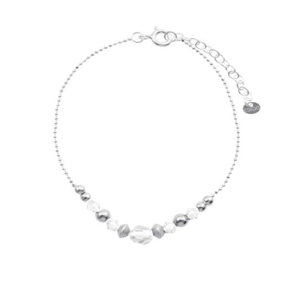 Pulsera de Plata 925 con Bolas Satinadas y Cristales Derecha Pulsera de Plata 925 con Bolas Satinadas y Cristales Derecha