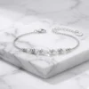 Pulsera de Plata 925 con Bolas Satinadas y Cristales Fondo Pulsera de Plata 925 con Bolas Satinadas y Cristales Fondo