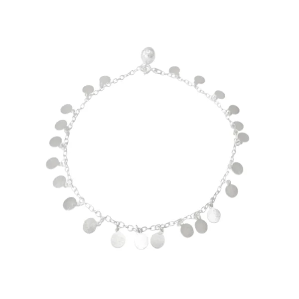 Tobillera De Plata 925 Con Círculos Colgantes