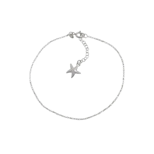 Tobillera de Plata 925 Cadena Lisa Rolo Estrella Tobillera de Plata 925 Cadena Lisa Rolo Estrella